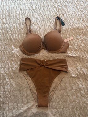 Victoria's Secret Brown High-Waist Twist Bikini Set